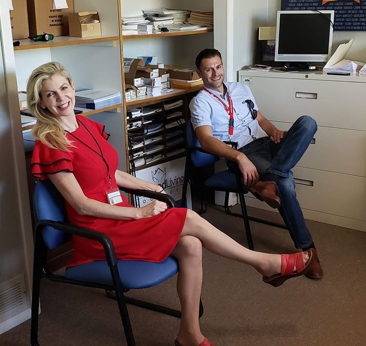 Blake and Kelly at the office